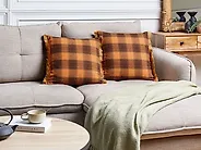 Dekokissen 2er Set BARJA 45 x 45 cm Orange Kariertes Muster_1187209