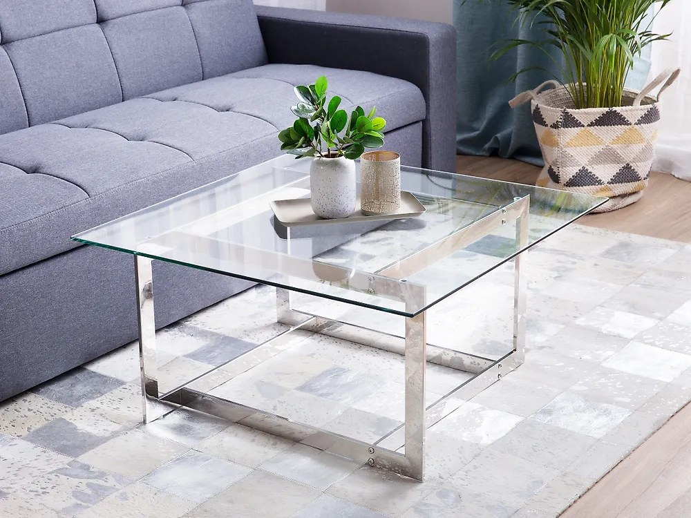 Couchtisch CRYSTAL Sicherheitsglas Silber