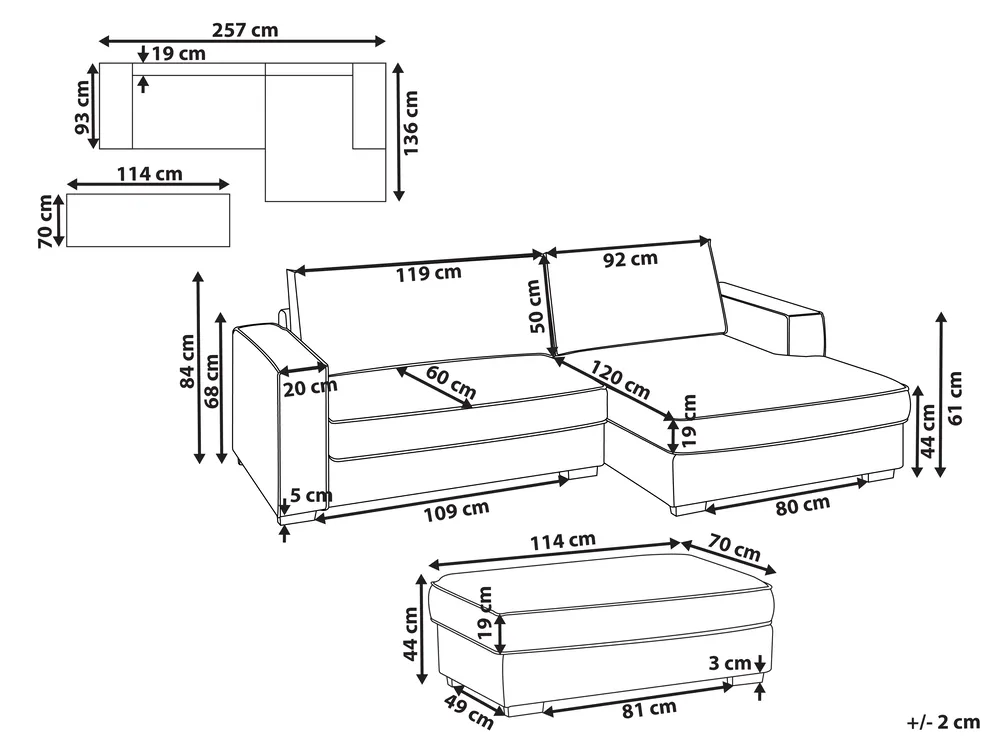 Corner Sofa RENDERS with Ottoman Boucle Off-White Left Hand_988590