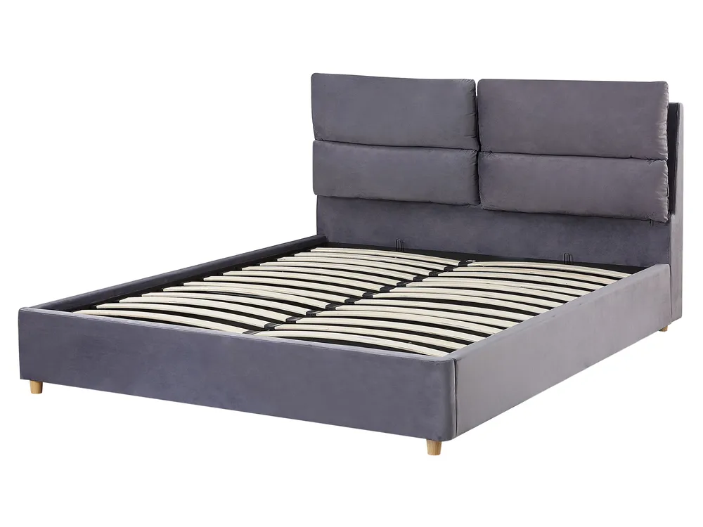 Postelja s prostorom za shranjevanje BATILLY Žamet Siva 160 x 200 cm_763507