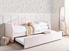 Ausziehbett Samtstoff EYBURIE 90 x 200 cm Pastellrosa