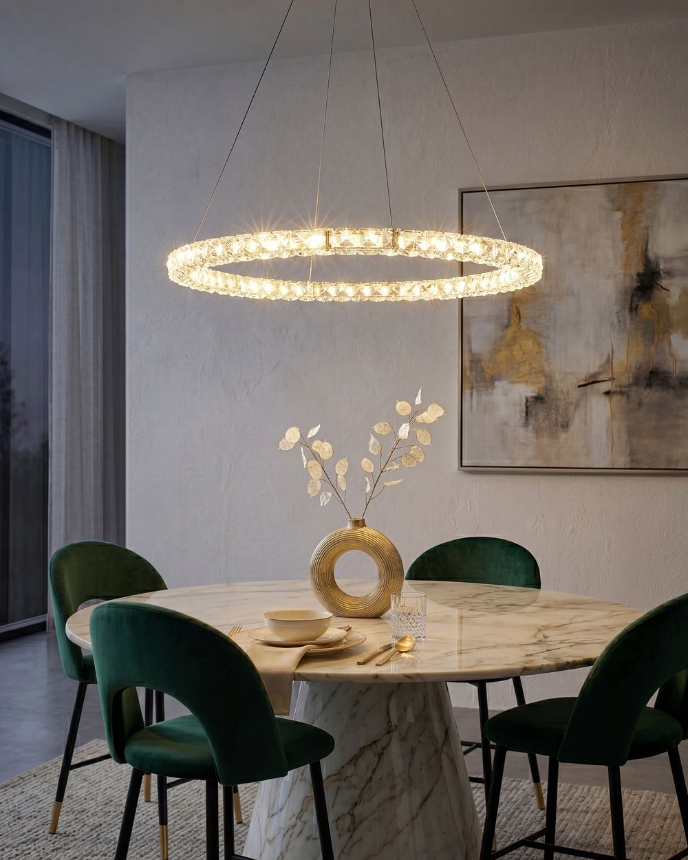 Lampe LED suspendue MAGAT Cristal Argenté