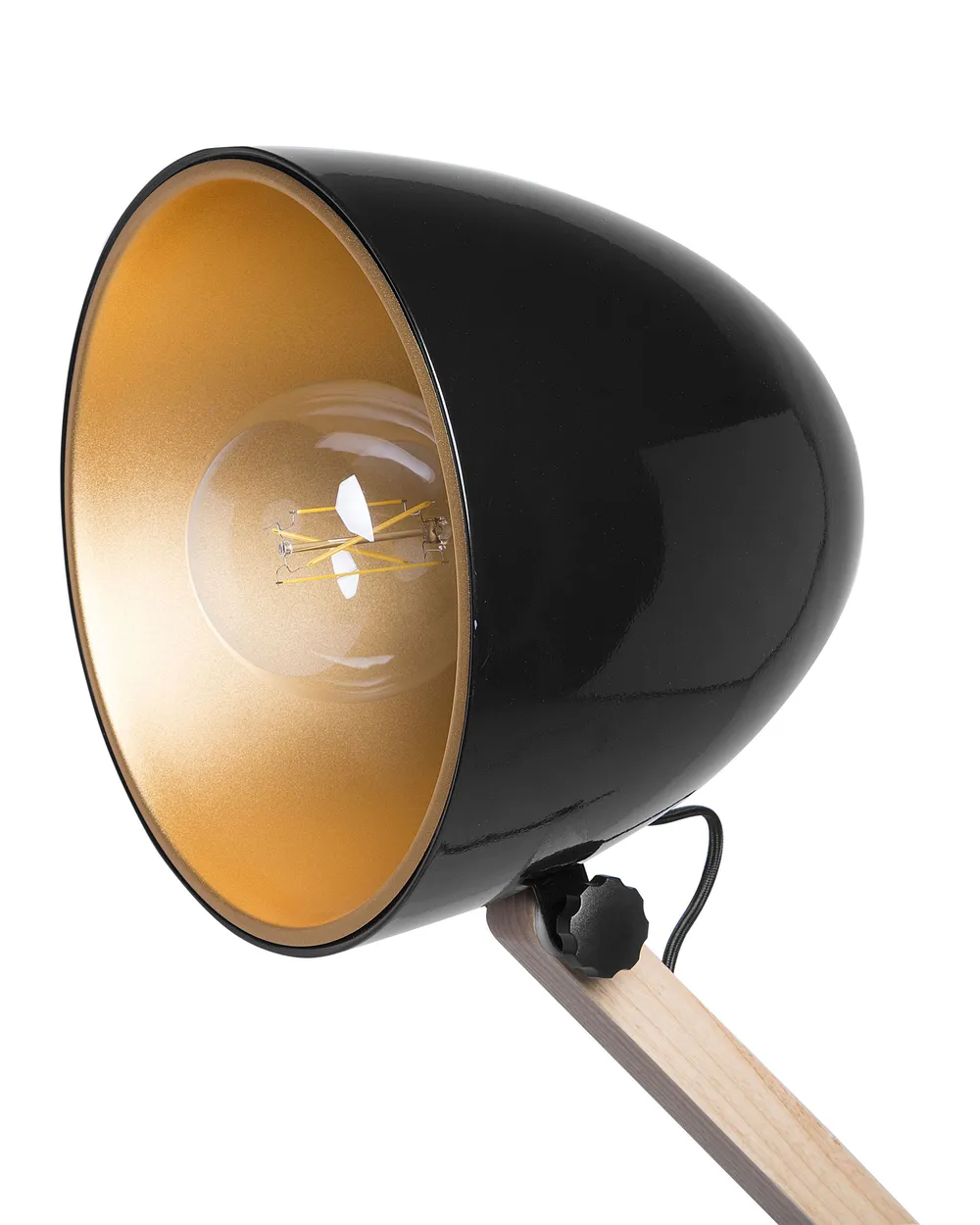 Stehlampe HETTON verstellbar Eichenholz Schwarz_700126