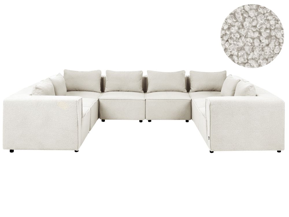Modulaire U-vormige bank 8-zits AXEBO Bouclé Gebroken wit