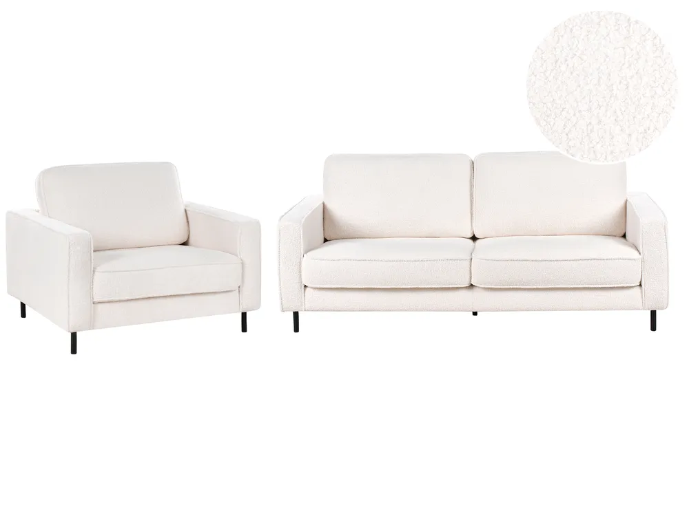 Sofa Set 4-Sitzer SAVALEN Bouclé Weiß
