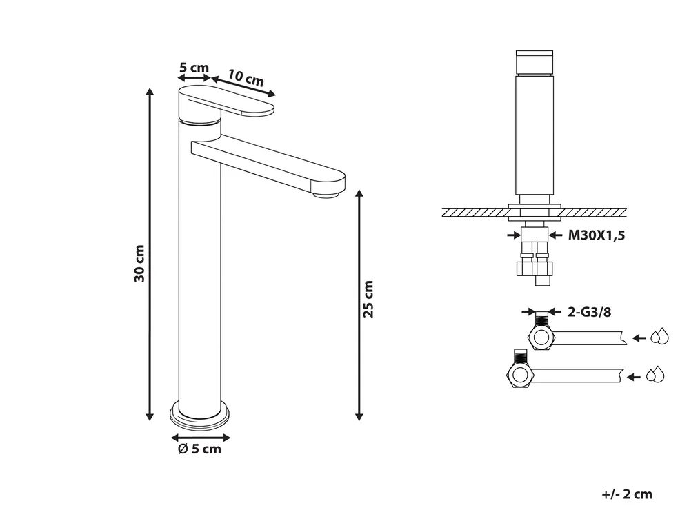 Tall Basin Mixer Tap COLHUE Brass Gold_998903