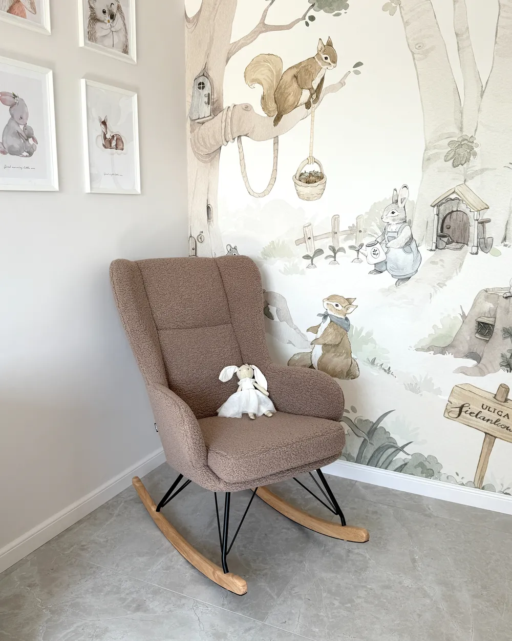 Schaukelsessel LUOMA Bouclé Beige_1018333