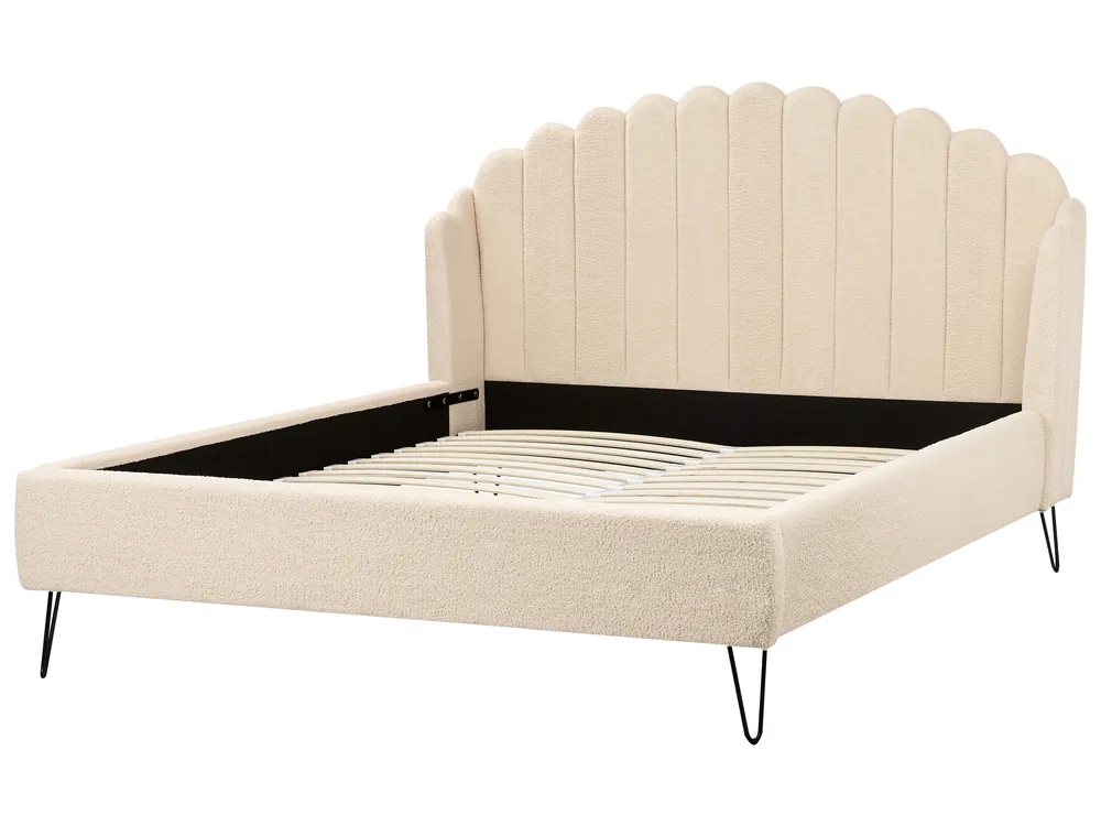 Bett mit Lattenrost Bouclé AMBILLOU 160 x 200 cm Beige_967546