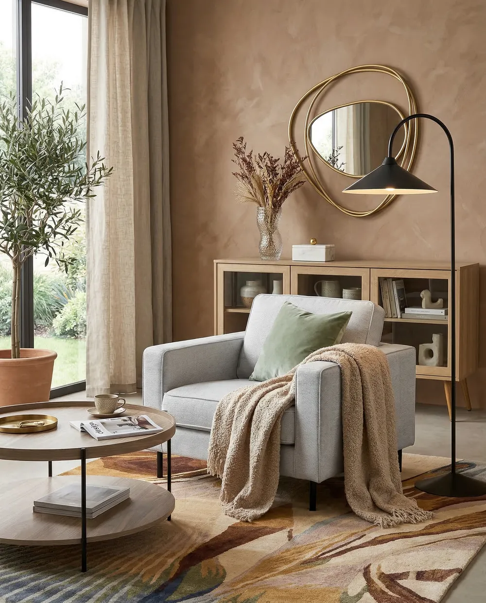 Armchair SAVALEN Fabric Light Grey