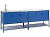 Outdoor-Küche 2er Set mit Spüle MAENZA Blau Metall