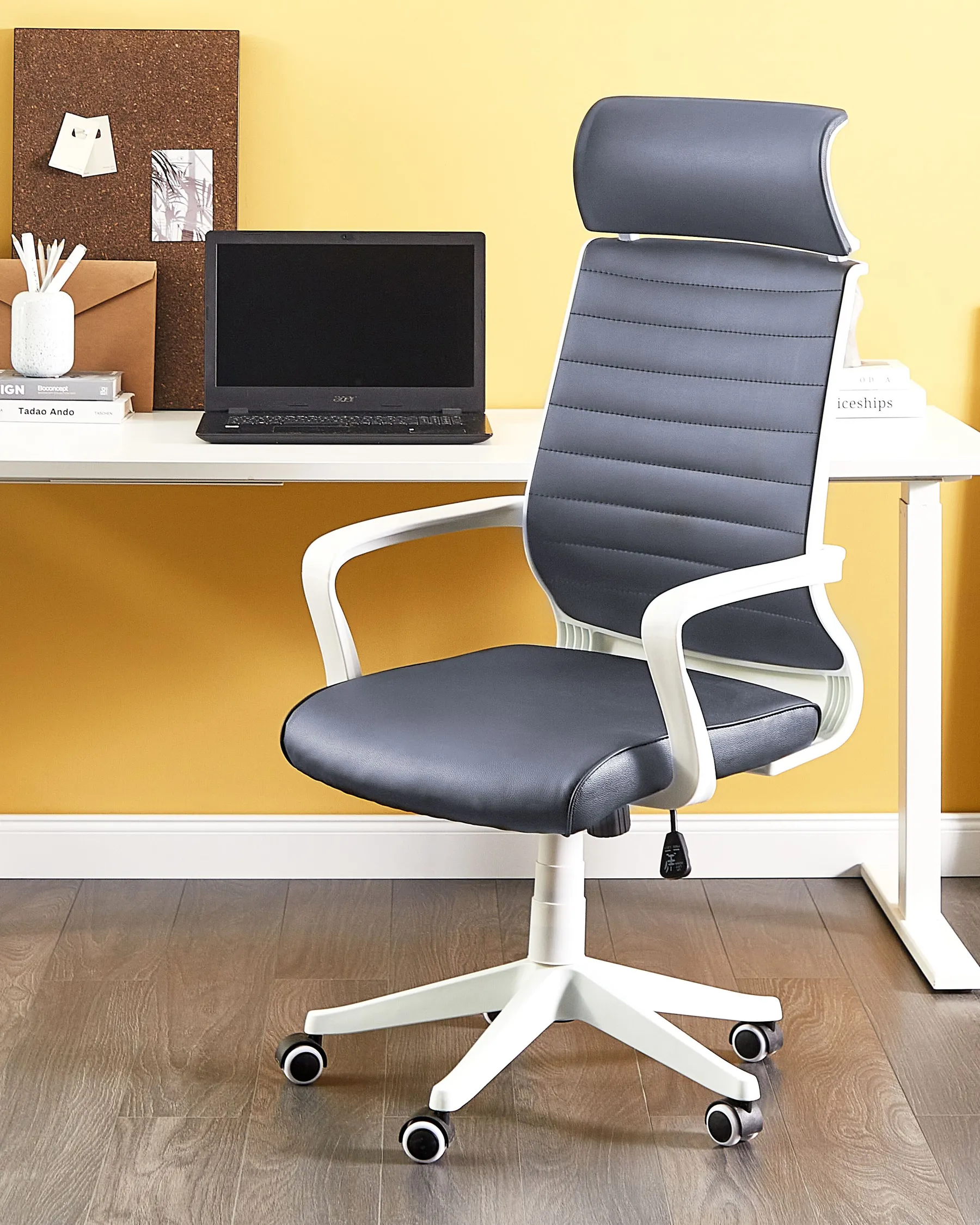Office Chair LEADER Faux Leather Grey_860994