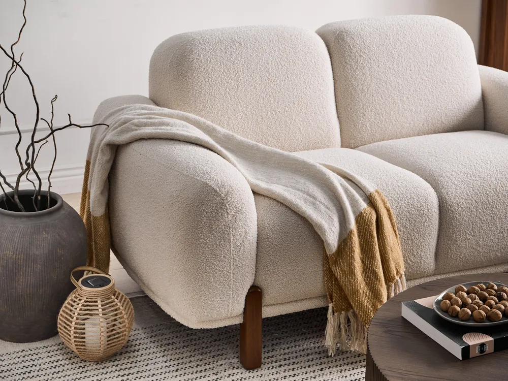 Sofa Set 4-Sitzer ODNES Bouclé Weiß_1053429