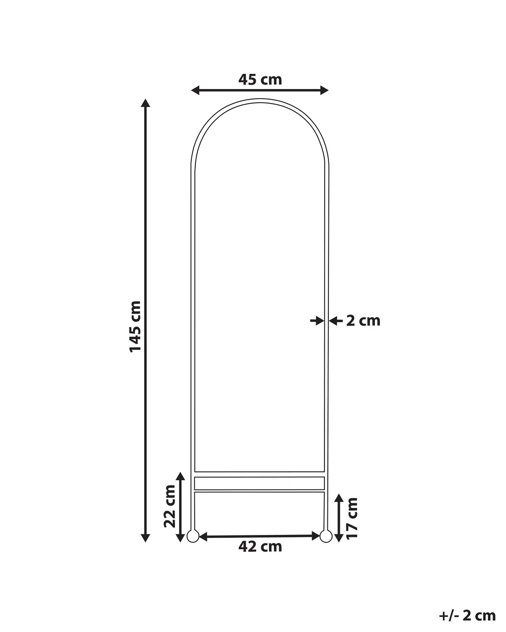 Wall Mirror JARNAGES 45 cm 145 cm Metal Black_900651