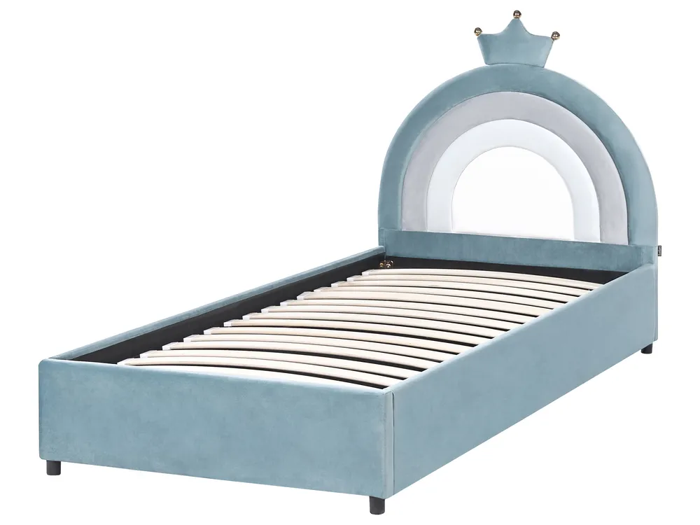 Kinderbett mit Stauraum GRISETOT Samtstoff Blau 90 x 200 cm_1053916