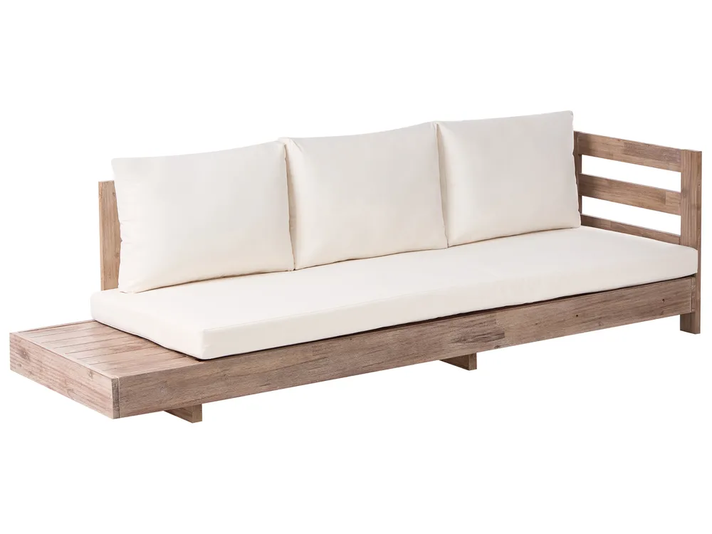 Garten Ecksofa 5-Sitzer MARETTIMO zertifiziertes Akazienholz Cremeweiß linksseitig_1081733