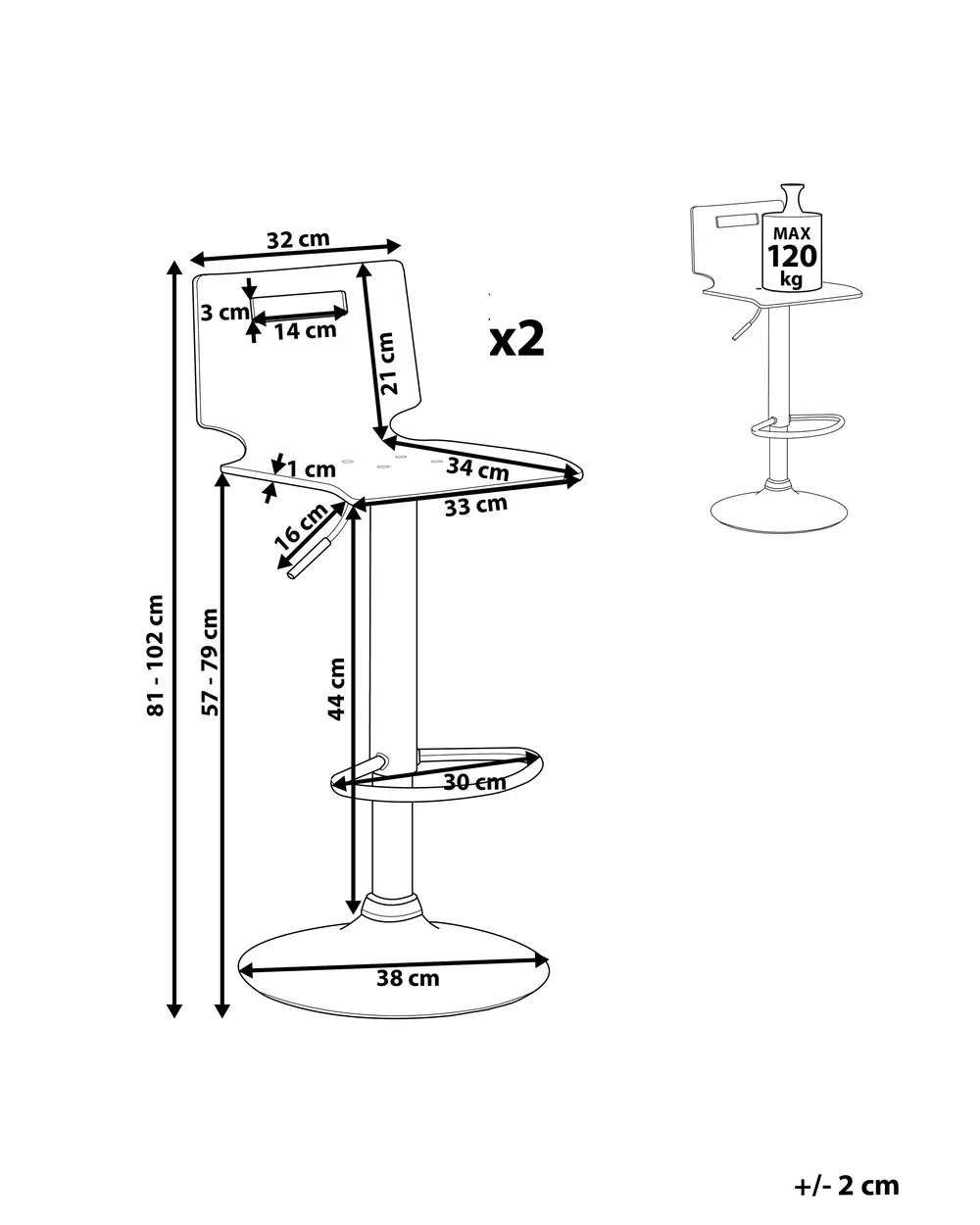 Set of 2 Bar Chairs MALTA Swivel Transparent_802445