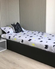 Ottoman Bed without Headboard DINAN Fabric Dark Grey 90 x 200 cm (EU Single)_933349