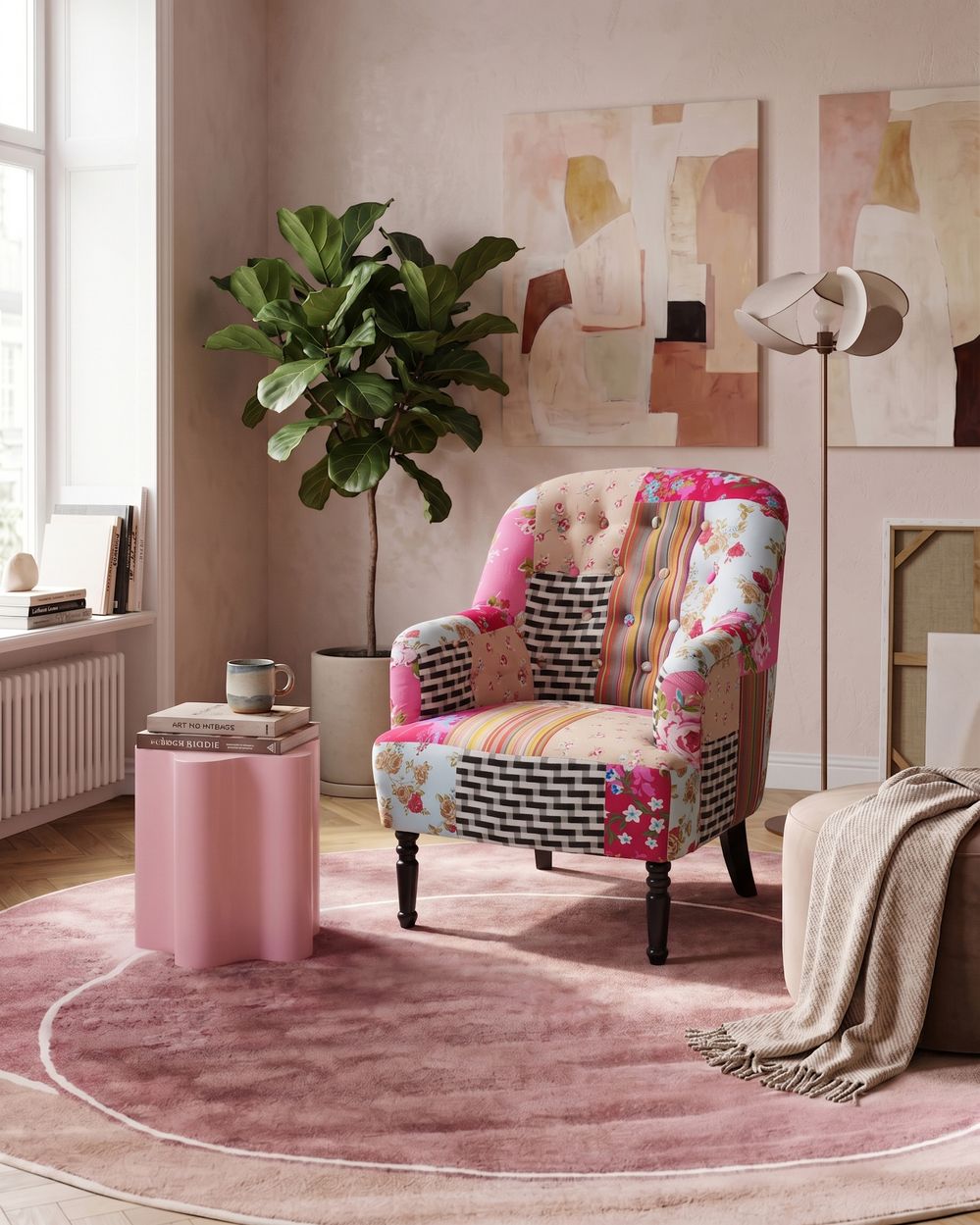 Armchair MANDAL Fabric Pink