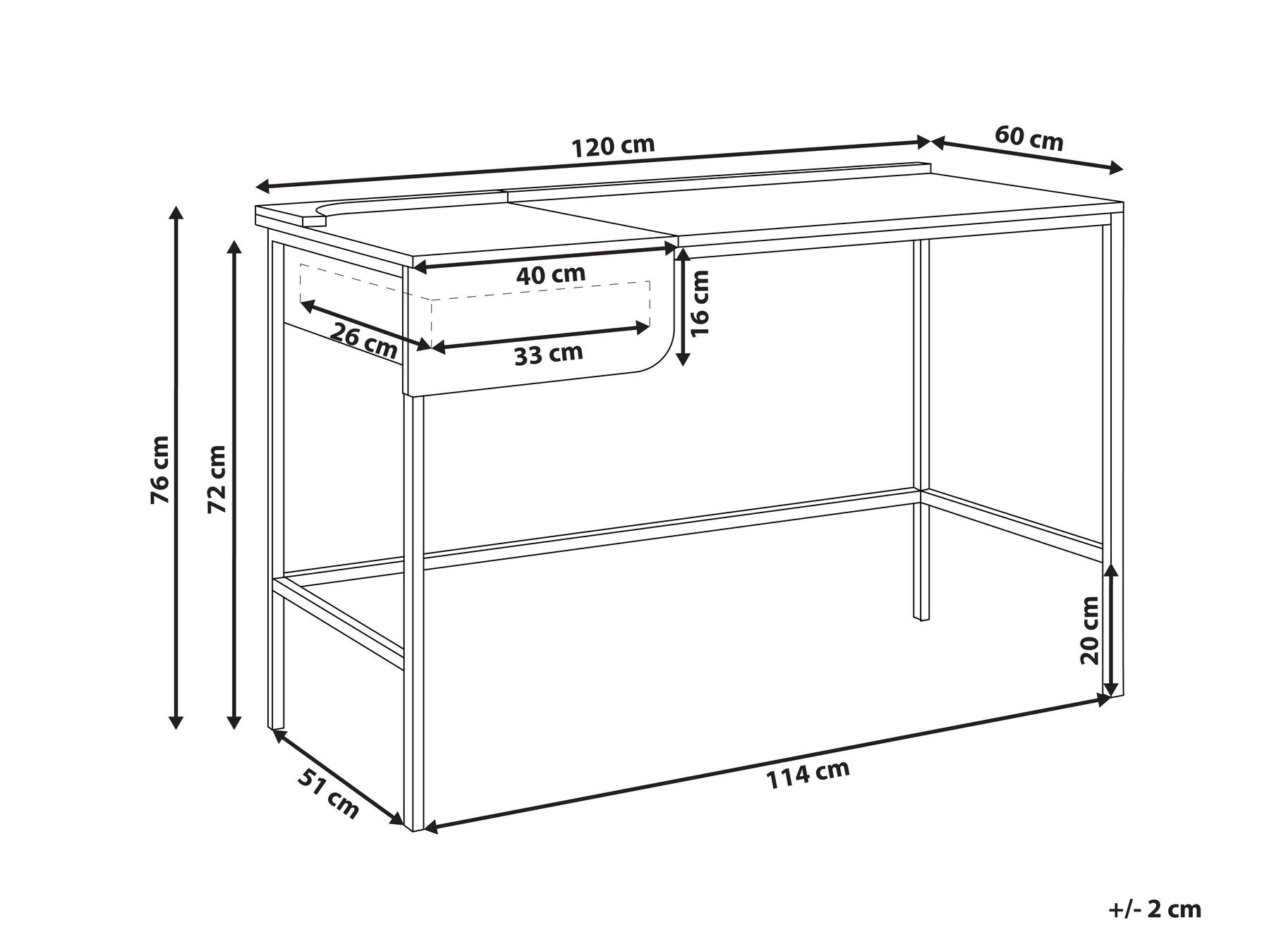 Schreibtisch OCATE 120 cm 60 cm Weiß_1054843