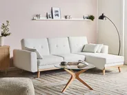 Eckschlafsofa 3-Sitzer KAARINA Stoff Weiß linksseitig_1100058