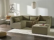 Modular Corner Sofa 4 Seater LEMVIG with Ottoman Corduroy Green Right Hand_1188314