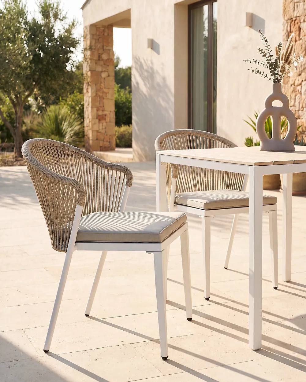 Set mit 2 Stühlen und Sitzkissen PARANEA Metall Beige