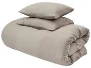 Bettwäsche-Set SUMNER 150 x 200 cm Baumwollmusselin Taupe_1060154