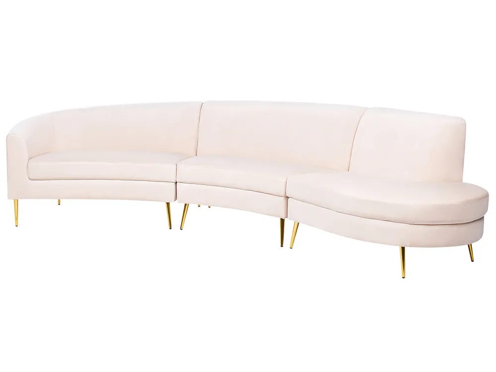Halbrundes Sofa 4-Sitzer MOSS Samtstoff Hellbeige_851351
