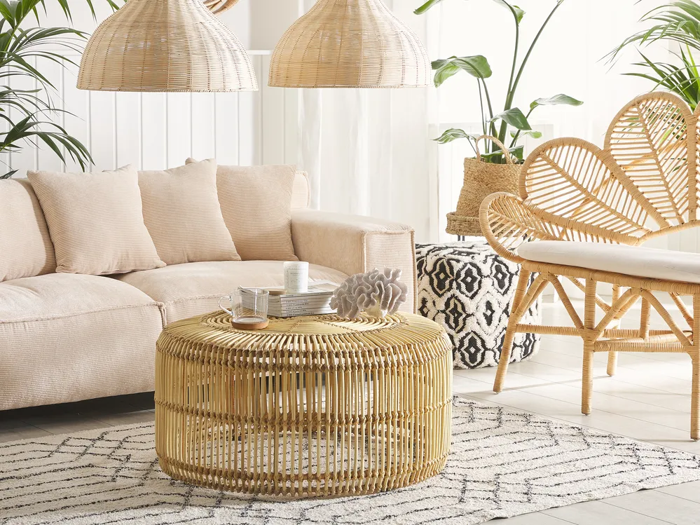 Couchtisch LIMNI Rattan Hellbraun