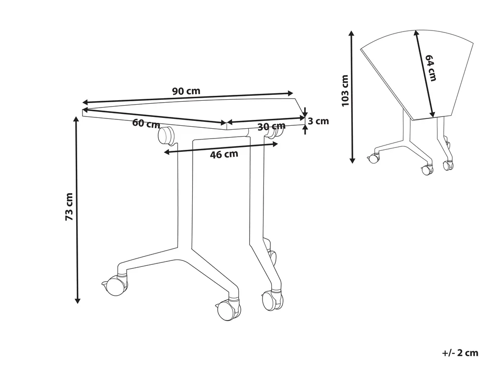 Foldable Corner Desk Module CAVI 90 cm 64 cm Light Brown_1030794