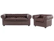 Living Room Set 4 Seater CHESTERFIELD Leather Brown_769445