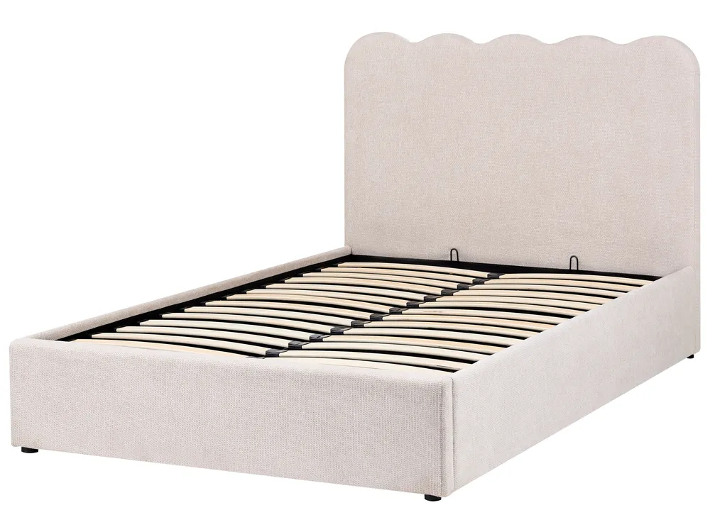 Bett mit Stauraum NANTERRE Stoff Hellbeige 120 x 200 cm_1084473