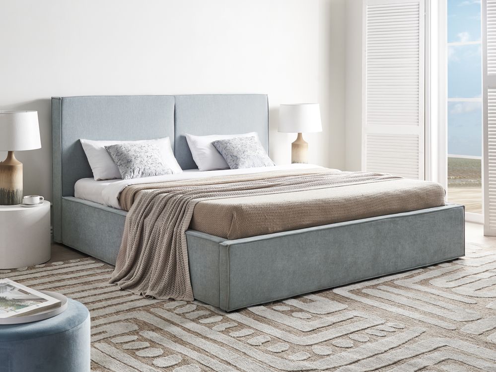 Ottoman Bed MOISSAC Chenille Light Blue 180 x 200 cm (EU Super King)