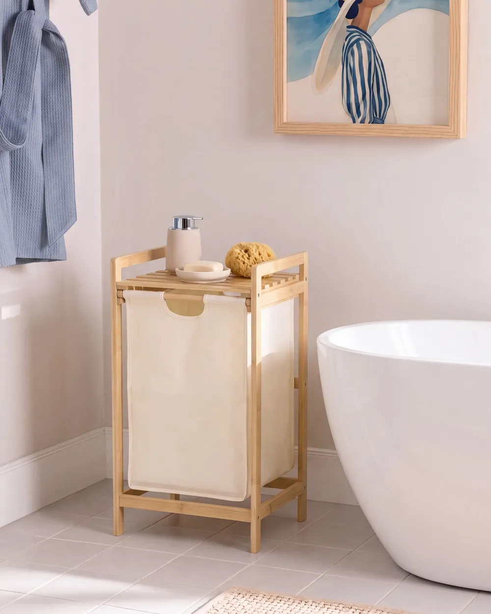Wäschekorb TOROTAL Bambus Hellbraun / Beige 40 L