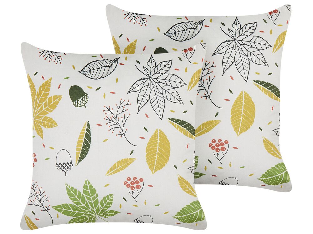 Dekokissen 2er Set MULLEIN 45 x 45 cm Samtstoff Bunt Pflanzenmuster