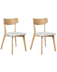 Esszimmerstuhl 2er Set HOLLY Holz Hellbraun / Grau_952307