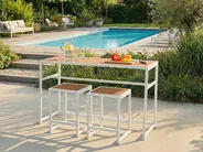 Gartenbar Set 2-Sitzer AVETRANA Metall Braun / Weiß_1068225