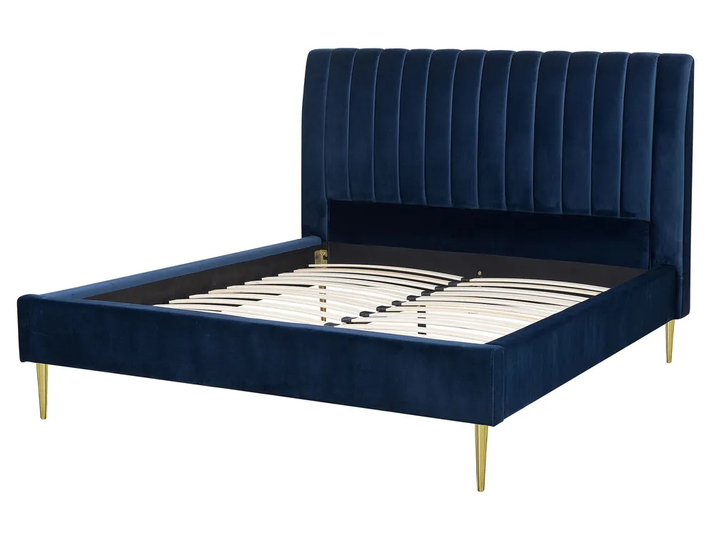 Bed Velvet MARVILLE 160 x 200 cm (EU King Size) Navy Blue_792240