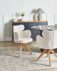 Dining Chair Swivel MARCY Boucle Light Beige_964800