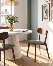 Set of 2 Dining Chairs HOLLY Wood Dark Brown/ Green_1015955