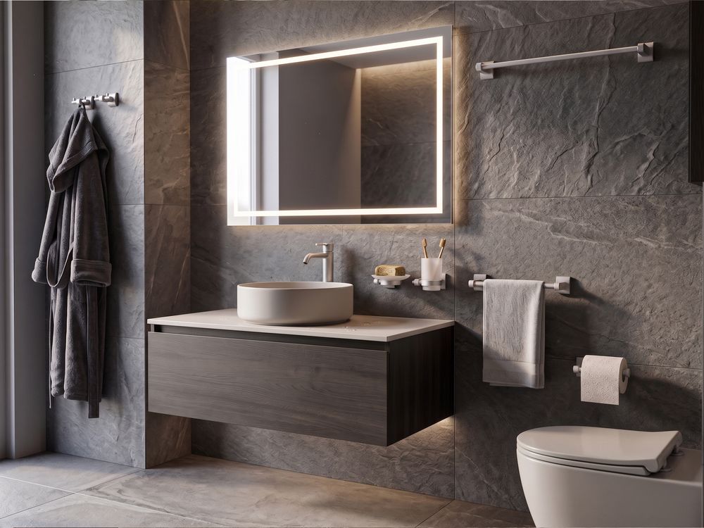 6-Piece Bathroom Hardware Set TALARA with Towel Bars and Hooks Silver