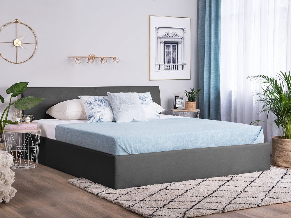 Ottoman Bed ORBEY Fabric Grey 180 x 200 cm (EU Super King)