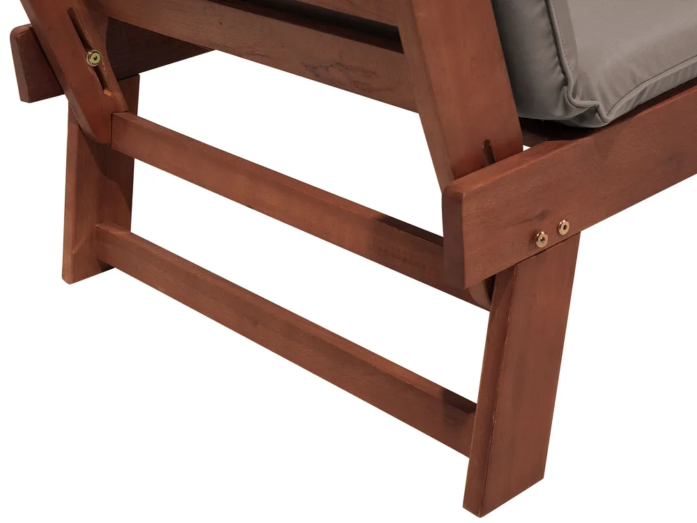 Garden Bench with Cushion PORTICI 210 cm Eucalyptus Wood Dark Brown/ Taupe_691788