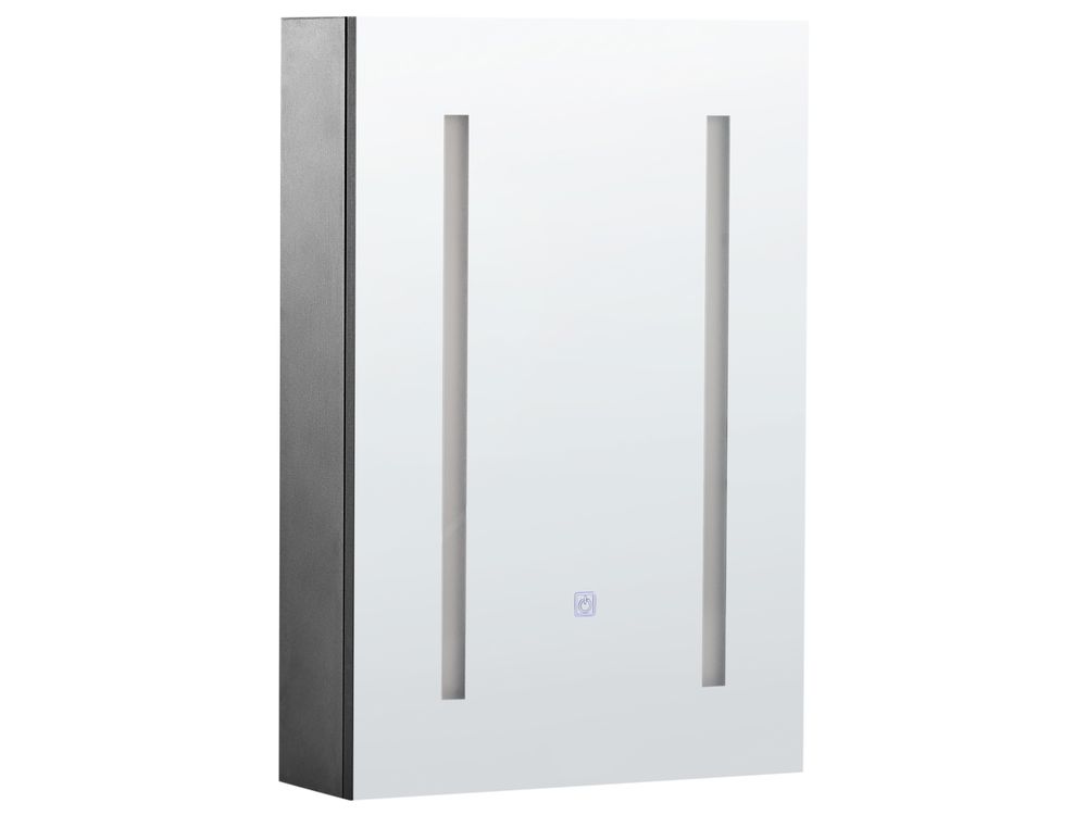 Badkamer wandkast met spiegel LED CAMERON 40 cm x 60 cm Zwart
