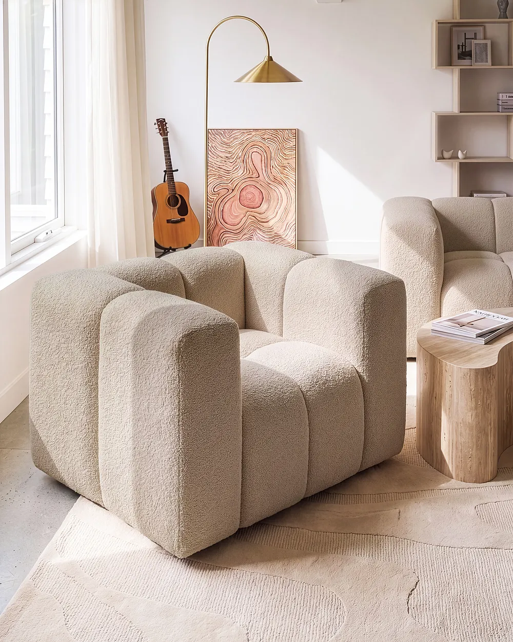 Fauteuil ANTOLA Bouclé Beige