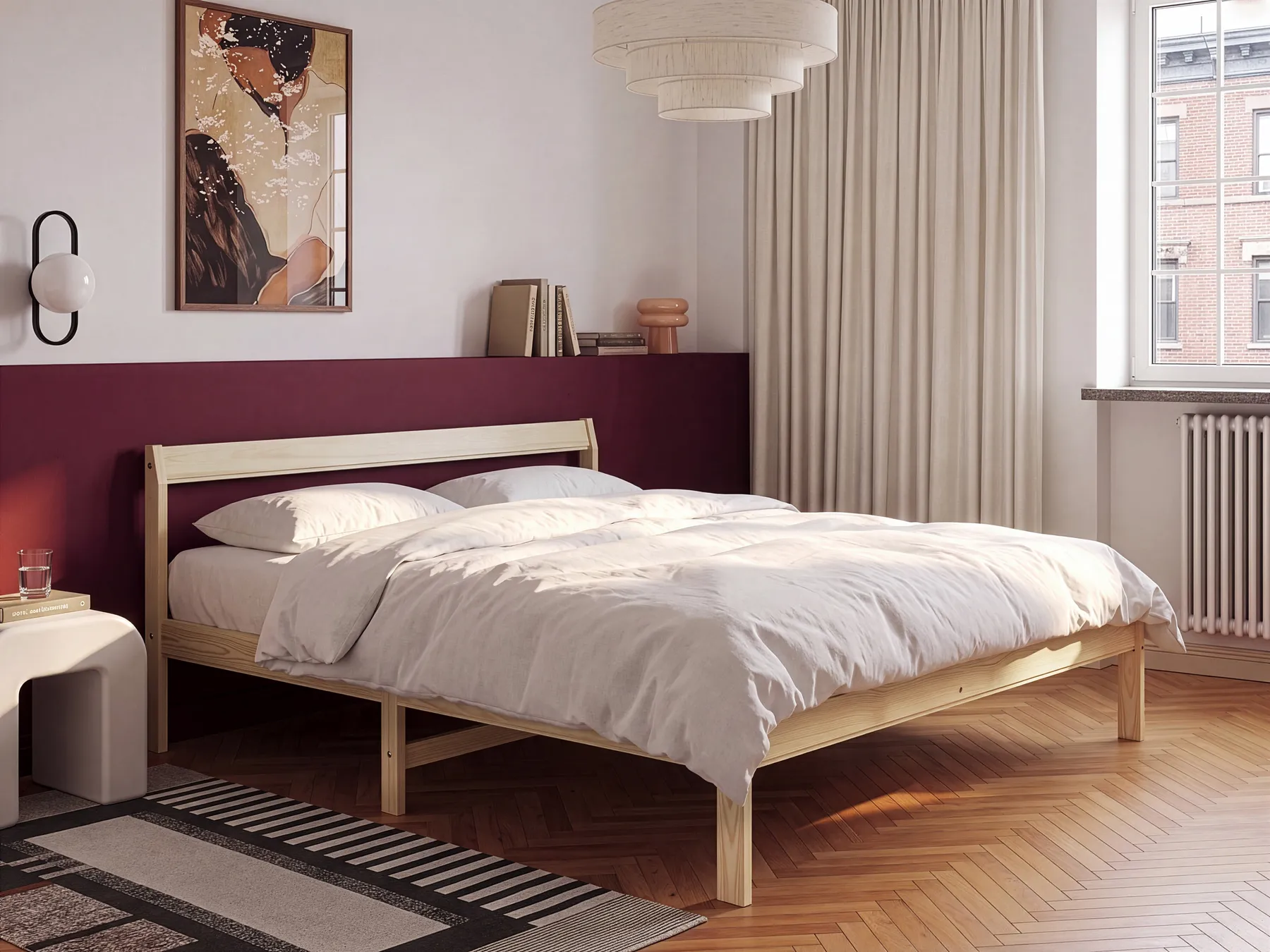 Bed Pine Wood MADONE 160 x 200 cm (EU King Size) Light Brown_1131101