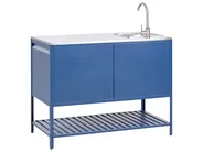 Outdoor-Küche 2er Set mit Spüle MAENZA Blau Metall_1044965