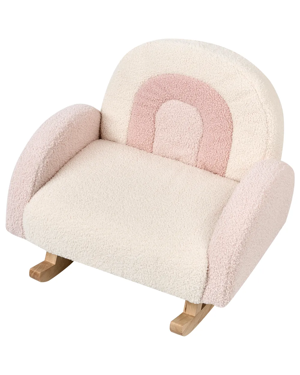 Kids Rocking Chair Rainbow OMBO Boucle Pastel Pink_977404