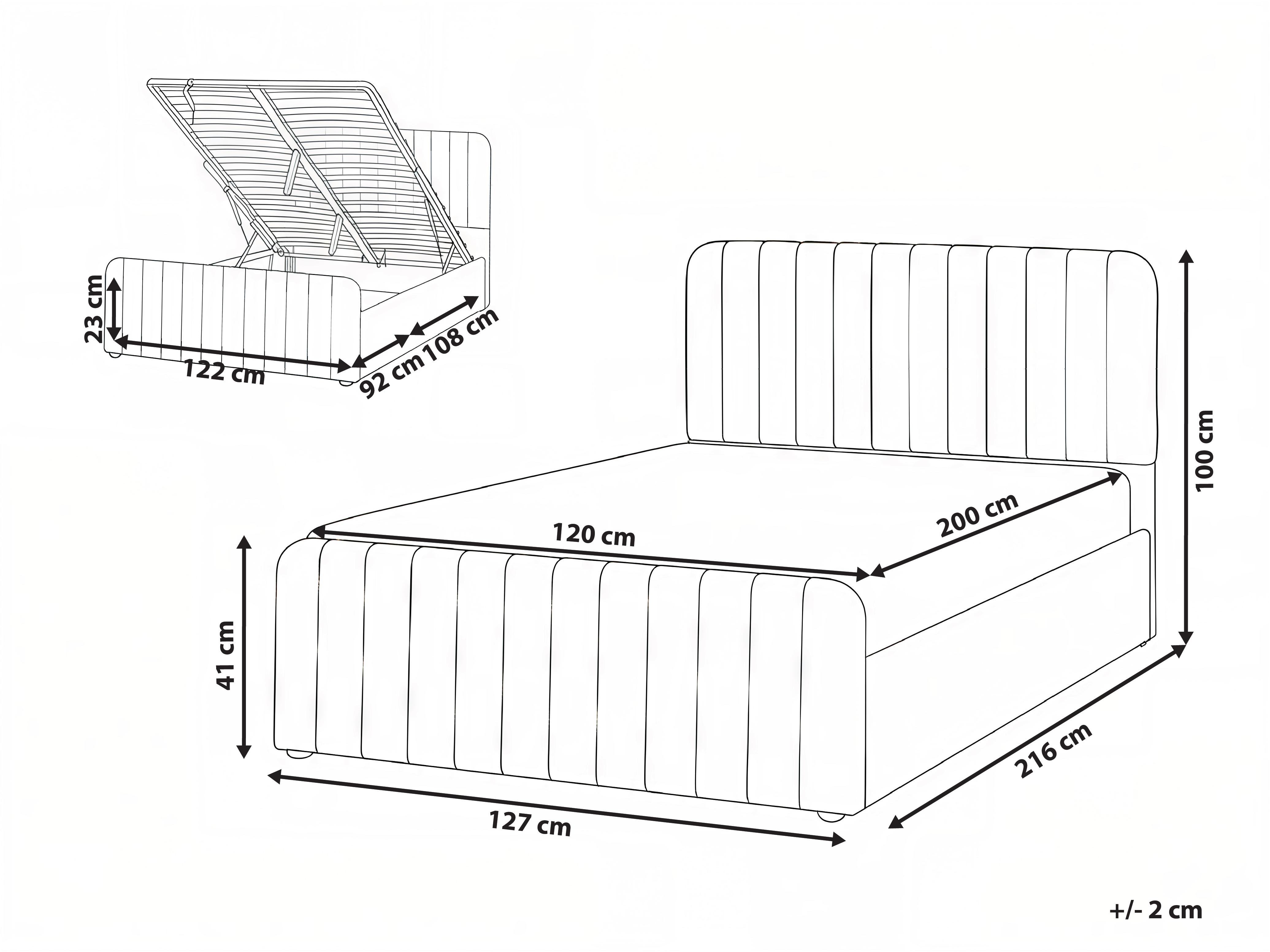 Ottoman Bed LUNAN Boucle Taupe 120 x 200 cm (EU Small Double)_1048522