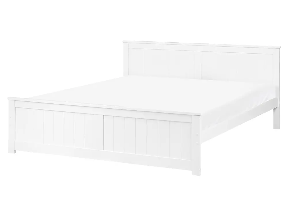 Bett mit Lattenrost Kiefernholz SABRAN 160 x 200 cm Weiß